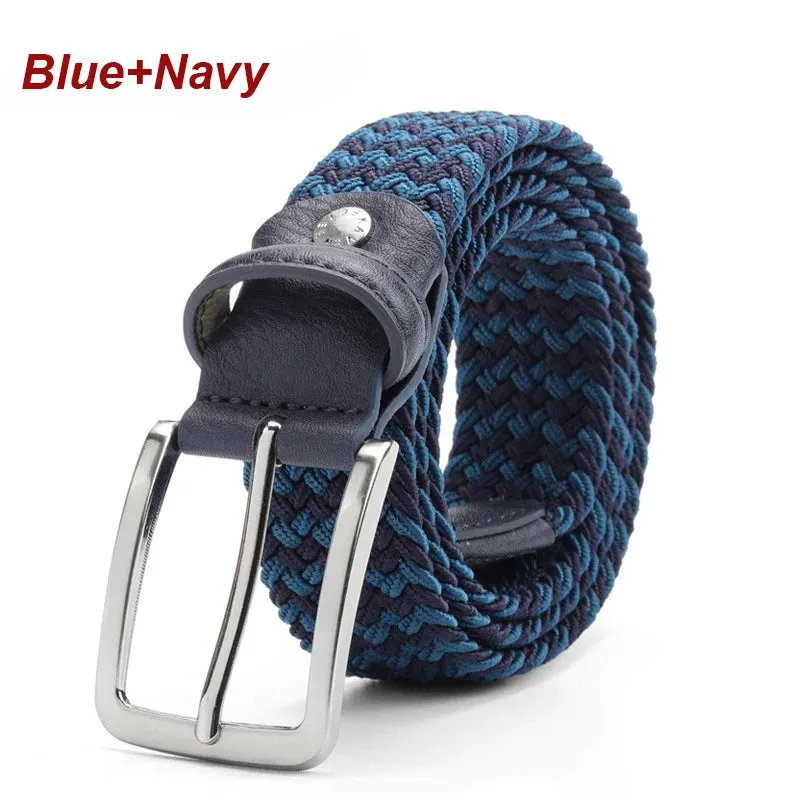 Stretch Canvas Leather Belts for Men Female Casual Knitted Woven Military Tactical Strap Male Elastic Belt for Pants Jeans