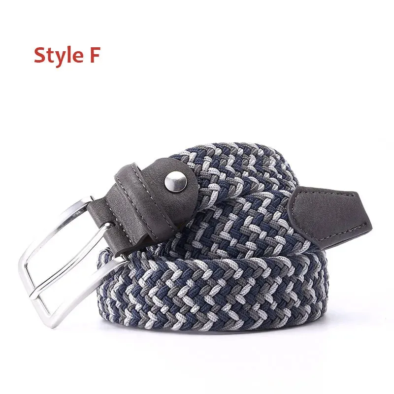 Stretch Canvas Leather Belts for Men Female Casual Knitted Woven Military Tactical Strap Male Elastic Belt for Pants Jeans