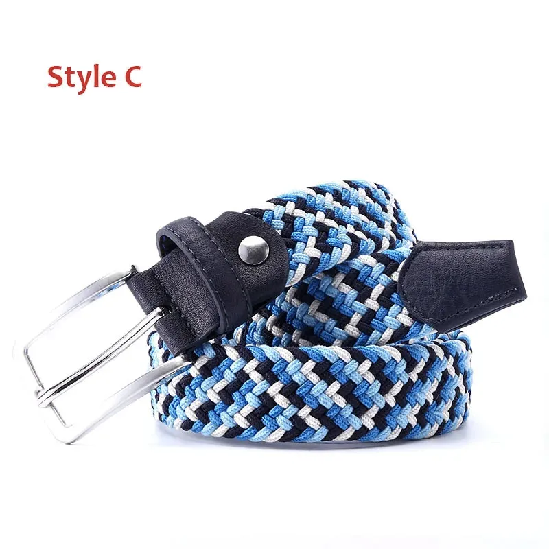 Stretch Canvas Leather Belts for Men Female Casual Knitted Woven Military Tactical Strap Male Elastic Belt for Pants Jeans