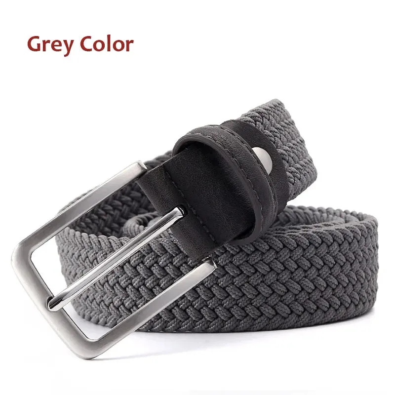 Stretch Canvas Leather Belts for Men Female Casual Knitted Woven Military Tactical Strap Male Elastic Belt for Pants Jeans