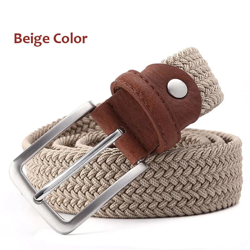 Stretch Canvas Leather Belts for Men Female Casual Knitted Woven Military Tactical Strap Male Elastic Belt for Pants Jeans