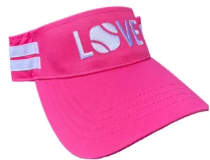 Striped Cotton Canvas LOVE Visor | Bright Pink with White LOVE