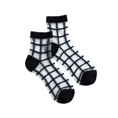 The Naomi Sheer Windowpane Socks - Various Colours