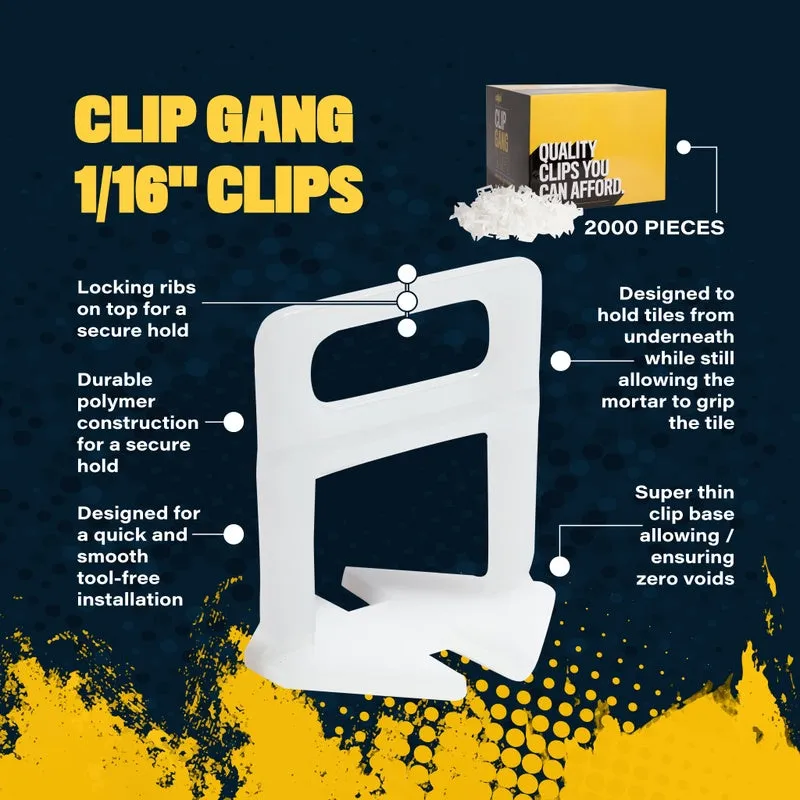 Tile Leveling System: Clip Gang Clips 1/16" (400 clips)