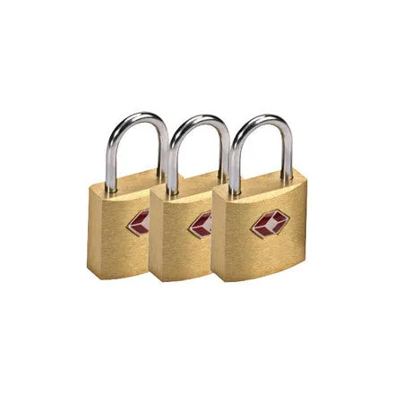 TSA12/3 - Mini Brass Padlocks - 3Pack