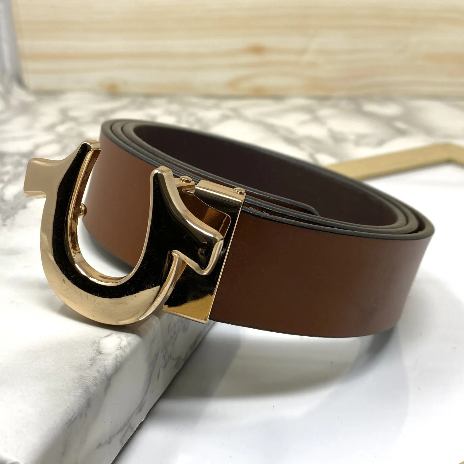 U-Pattern Formal and Casual Leather Strap belt-JonasParamount