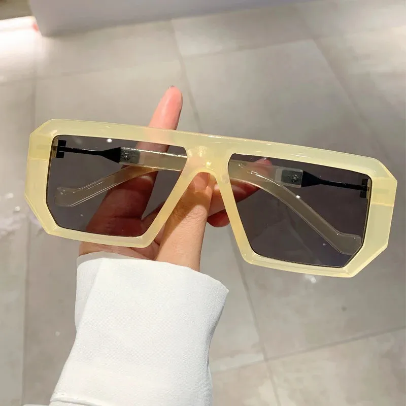 VAIGE Stylish Oversized Candy-Colored Gradient Rectangle Sunglasses with UV400 Protection