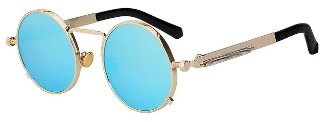 Xiu Oem Round Circle Steampunk Sunglasses Men Women Mirror Lens Uv400