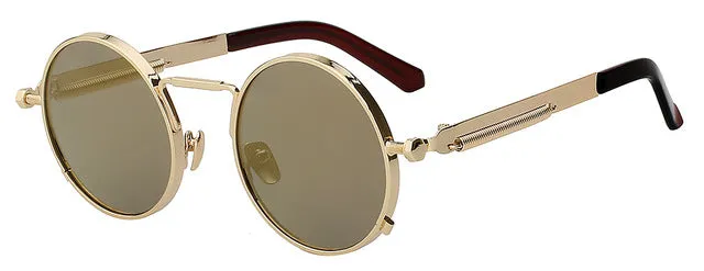 Xiu Oem Round Circle Steampunk Sunglasses Men Women Mirror Lens Uv400